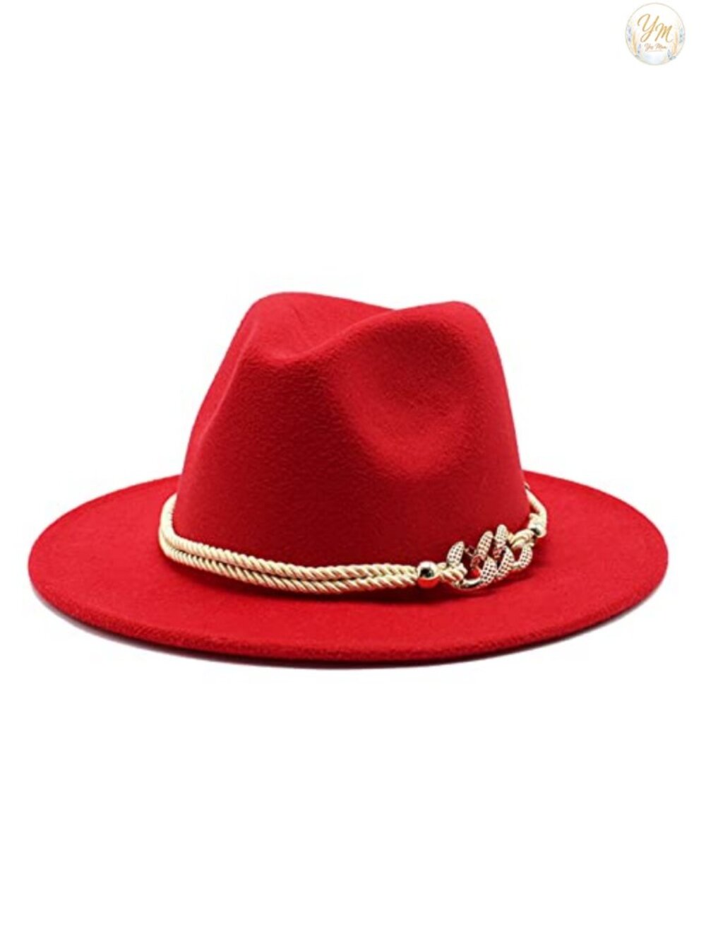 Wide Brim Felt Fedora Panama Hat with Ring Belt Adjustable One Size